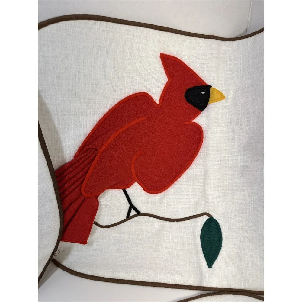 Placemats Set Of 3 Birds Napkin Wings Hand Stitched Cardinal Blue Jay Robin 19